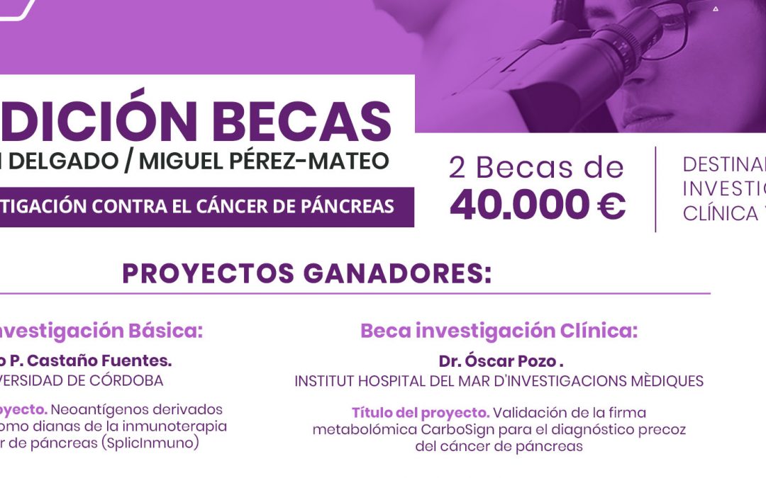 Ganadores de las VII Becas  Carmen Delgado/Miguel Pérez-Mateo  a la investigación contra el cáncer de páncreas